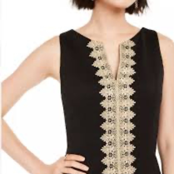 Pappagallo Gold Embellished Sleeveless Sheath Dress Size 10 - Picture 5 of 5